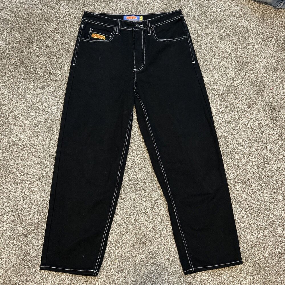 Empyre Surplus Co Jeans Mens 30 Black Jogger Low Rise Skater Acid Wash Denim